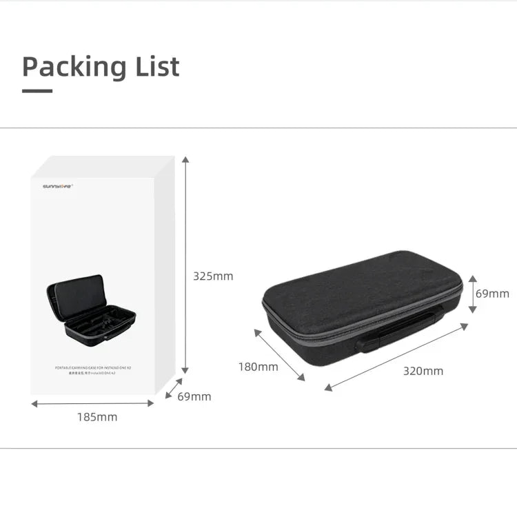 Sunnylife IST-B193 Storage Bag Case Handbag for Insta360 ONE X2 / X, For Insta360 ONE X2 / X