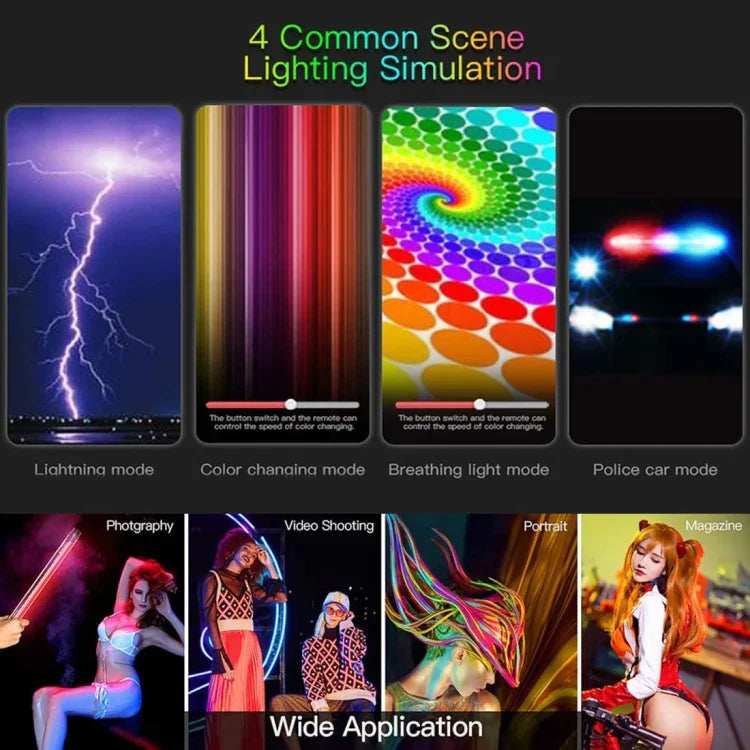 LUXCeO P7RGB Pro Colorful Photo LED Stick Video Light APP Control Adjustable Color Temperature Waterproof Handheld LED Fill Light with Remote Control, P7RGB Pro