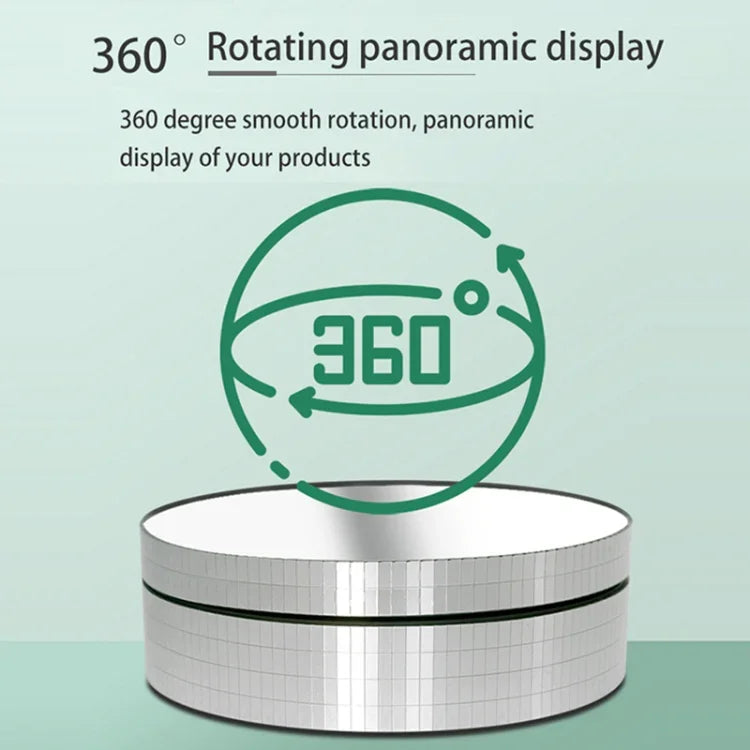 12cm 360 Degree Rotating Turntable Mirror Electric Display Stand Video Shooting Props Turntable, Load: 3kg, 12cm Mirror Black, 12cm Mirror White