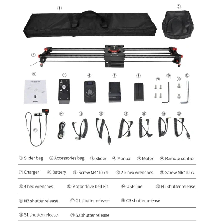 YELANGU L80TC 80cm Electrical Slide Rail Track with 2.4GHz Remote Control for SLR Cameras / Video Cameras, L80TC 80cm