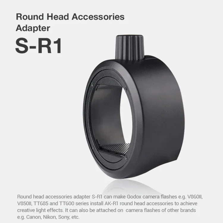 Godox S-R1 Flash Speedlite Round Shape Adapter for Godox TT685 / V860II / V350 / TT600, S-R1