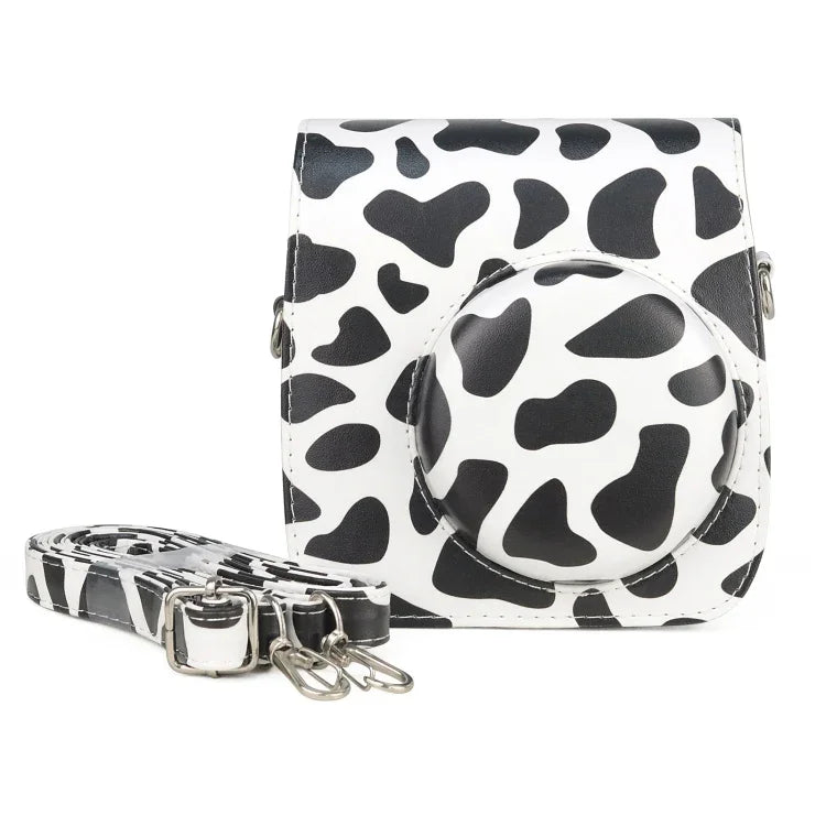 Milk Cow Full Body PU Leather Case Camera  Bag with Strap for FUJIFILM instax mini 7+, Milk Cow