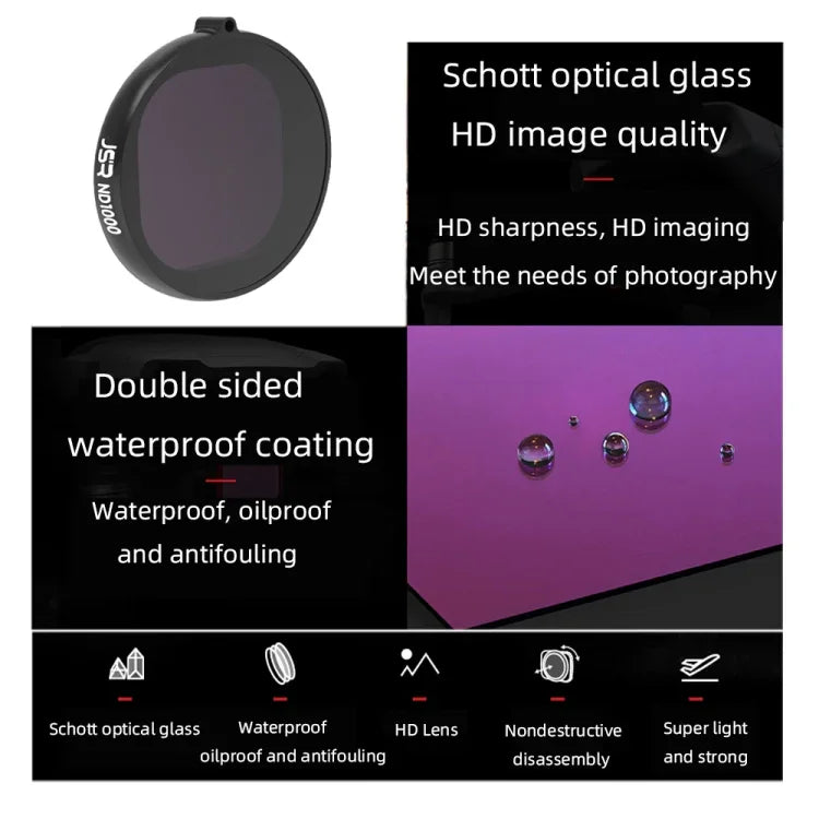 JSR Round Housing ND1000 Lens Filter for GoPro HERO8 Black, ND1000 Lens
