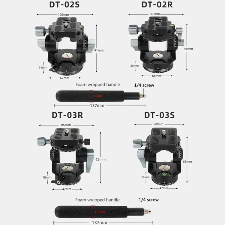 BEXIN DT-02S/S 2D 360 Degree Panorama Heavy Duty Tripod Action Fluid Drag Head with Quick Release Plate, DT-02S/S