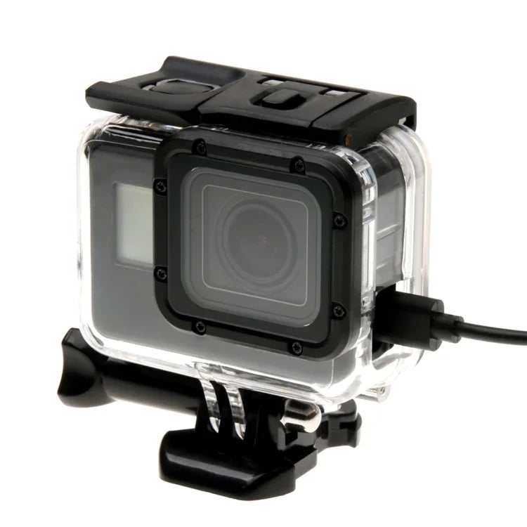 For GoPro HERO6 /5 Skeleton Housing Protective Case + Hollow Back Cover with Buckle Basic Mount & Screw, No Need to Disassemble Lens, Hollow Back Cover