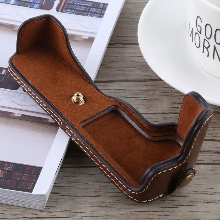 1/4 inch Thread PU Leather Camera Half Case Base for Canon EOS M5, For Canon M5