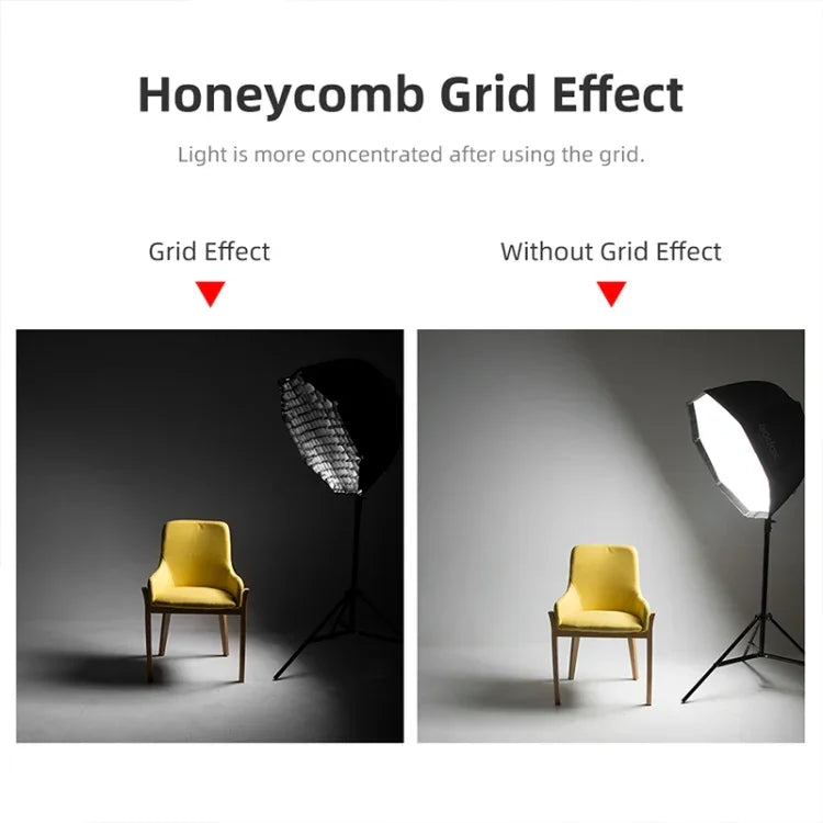 TRIOPO S55 Diameter 55cm Honeycomb Grid Octagon Softbox Reflector Diffuser for Studio Speedlite Flash Softbox, Diameter 55cm