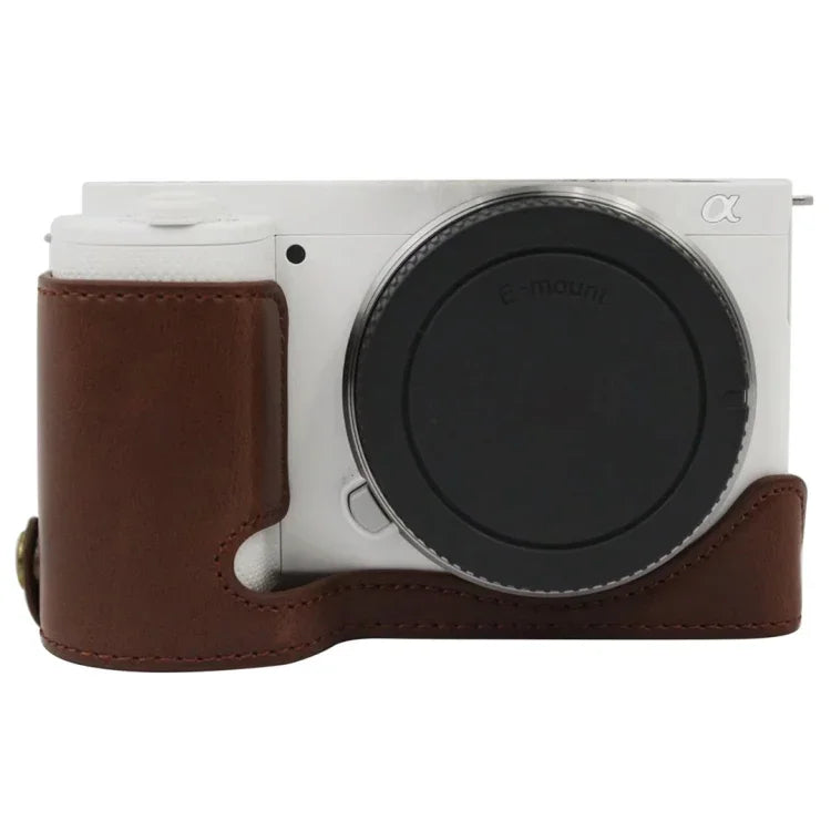 1/4 inch Thread PU Leather Camera Half Case Base for Sony ZV-E10 / ZV-E10L, For Sony ZV-E10