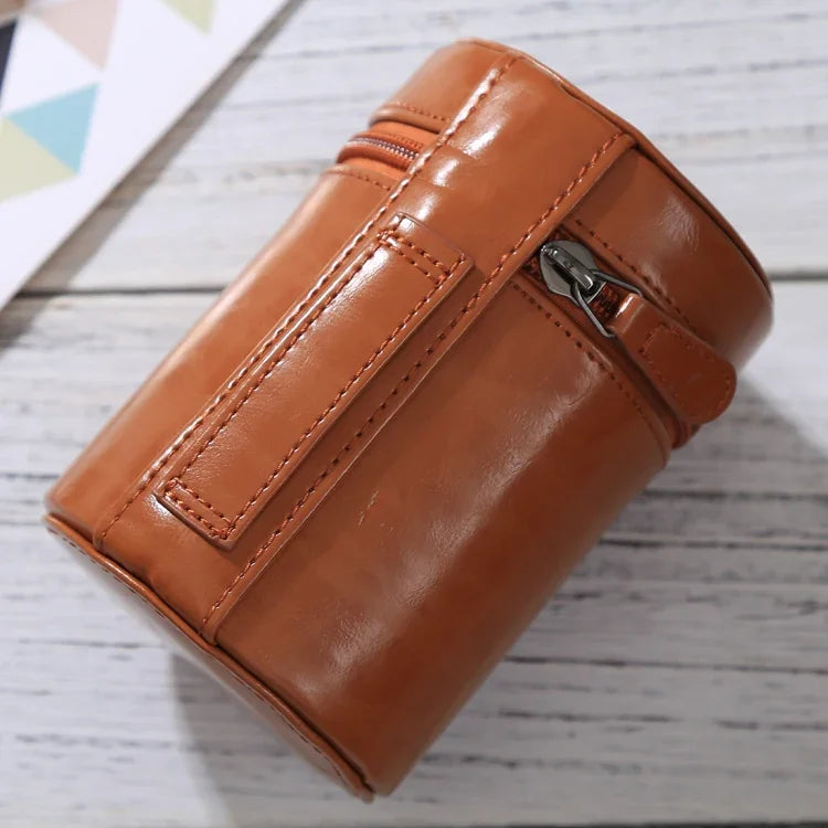 Medium Lens Case Zippered PU Leather Pouch Box for DSLR Camera Lens, Size: 13x9x9cm, 13 x 9cm (Brown), 13 x 9cm (Coffee), 13 x 9cm (Black)