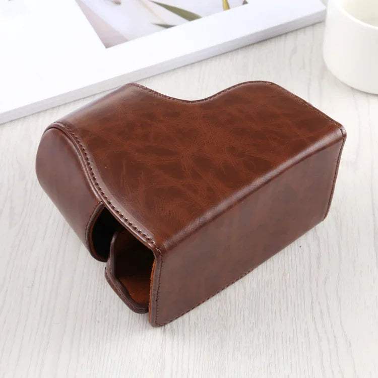 Full Body Camera PU Leather Case Bag with Strap for Sony A6400 / ILCE-A6400, For Sony A6400