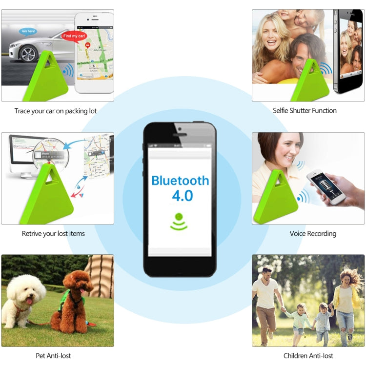 HCX003 Triangle Two-way Smart Bluetooth Anti-lost Keychain Finder, HCX003 Green, HCX003 White, HCX003 Black, HCX003 Pink