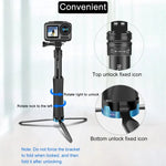 RUIGPRO One-piece Handheld Tripod Selfie Stick Telescopic Monopod Mount for DJI, Insta360, GoPro and Other Action Cameras, Black)