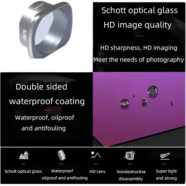 JSR KS ND8 Lens Filter for DJI FPV, Aluminum Alloy Frame, ND8