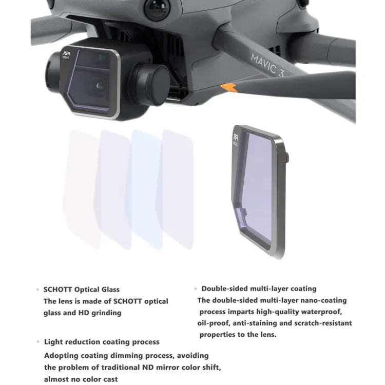 JSR Drone 3 in 1 CPL+ND8+ND16 Lens Filter for DJI Mavic 3, CPL+ND8+ND16
