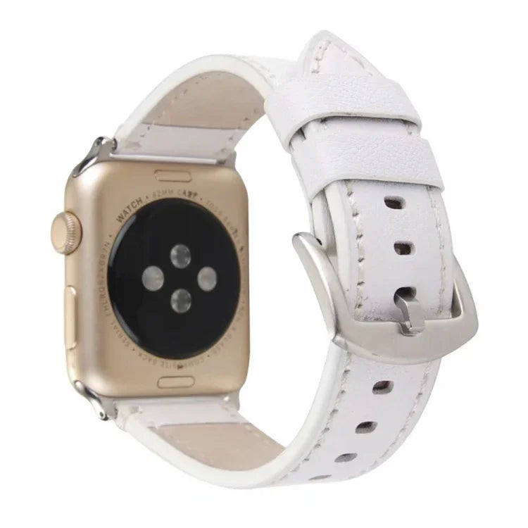 Calfskin Genuine Leather Watchband For Apple Watch Series 6 & SE & 5 & 4 40mm / 3 & 2 & 1 38mm, For Apple Watch Series 7 41mm / 6 & SE & 5 & 4 40mm / 3 & 2 & 1 38mm
