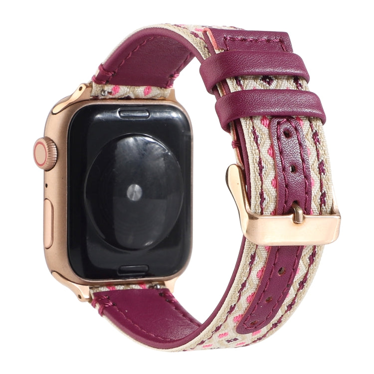 Ethnic Leather Watchband For Apple Watch Series 6 & SE & 5 & 4 40mm / 3 & 2 & 1 38mm, For Apple Watch Series 7 41mm / 6 & SE & 5 & 4 40mm / 3 & 2 & 1 38mm