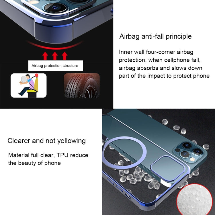Straight Side Laser Plating Full Coverage Clear TPU Shockproof Magsafe Case, For iPhone 12 mini, For iPhone 12 Pro Max, For iPhone 12 Pro
