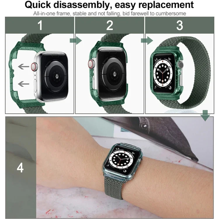 Weave Replacement Wrist Strap Watchbands with Frame For Apple Watch Series 6 & SE & 5 & 4 44mm / 3 & 2 & 1 42mm, 128mm, 135mm, 140mm, 145mm, 150mm, 155mm, 160mm, 165mm