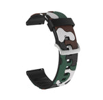 Camouflage Silicone Replacement Wrist Strap Watchband with Silver Buckle, 20mm For Fossil Gen 5 Carlyle, 20mm For Fossil Hybrid Smartwatch HR, 20mm For Fossil Mens Gen 4 Explorist HR, 20mm For Fossil Mens Sport