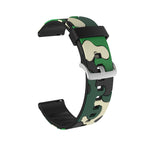 Camouflage Silicone Replacement Wrist Strap Watchband with Silver Buckle, 20mm For Fossil Gen 5 Carlyle, 20mm For Fossil Hybrid Smartwatch HR, 20mm For Fossil Mens Gen 4 Explorist HR, 20mm For Fossil Mens Sport