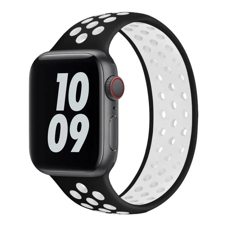 Elastic Silicone Watchband For Apple Watch Series 6 & SE & 5 & 4 44mm / 3 & 2 & 1 42mm, 150mm (Black White), 150mm (Light Pink White), 150mm (Blue White), 160mm (Light Pink White)