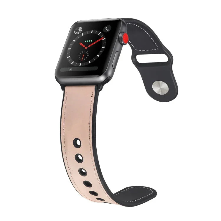 Paste Leather TPU Watchband For Apple Watch Series 6 & SE & 5 & 4 40mm / 3 & 2 & 1 38mm