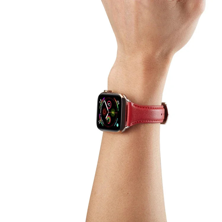 Genuine Leather Watchband For Apple Watch Series 6 & SE & 5 & 4 44mm / 3 & 2 & 1 42mm, For Apple Watch Series 7 45mm / 6 & SE & 5 & 4 44mm / 3 & 2 & 1 42mm, For Apple Watch Ultra 49mm / Series 8&7 45mm / SE 2&6&SE&5&4 44mm / 3&2&1 42mm