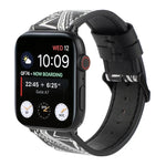 Printed Leather Watch Strap, For Apple Watch Series 7 45mm / 6 & SE & 5 & 4 44mm / 3 & 2 & 1 42mm, For Apple Watch Series 8&7 41mm / SE 2&6&SE&5&4 40mm / 3&2&1 38mm, For Apple Watch PSeries 7 41mm / 6 & SE & 5 & 4 40mm / 3 & 2 & 1 38mm                 ...