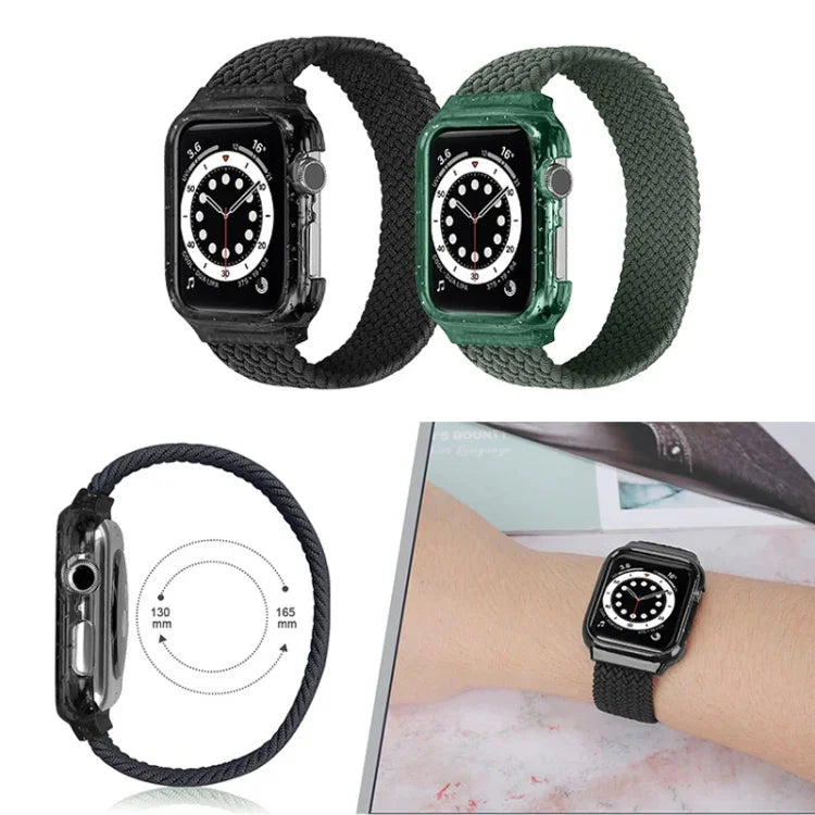Weave Replacement Wrist Strap Watchbands with Frame For Apple Watch Series 6 & SE & 5 & 4 40mm / 3 & 2 & 1 38mm, 128mm, 135mm, 140mm, 145mm, 150mm, 155mm