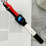 Silicone Color Matching Replacement Watchbands For Apple Watch Series 6 & SE & 5 & 4 40mm / 3 & 2 & 1 38mm, For Apple Watch 40mm/38mm(Black+Red+White), For Apple Watch 40mm/38mm(Red+White+Black), For Apple Watch 40mm/38mm(Light Blue+Dark Blue+Yellow)  ...