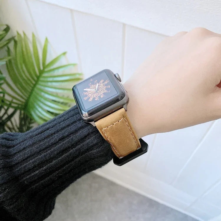 Big Head Buckle Leather Replacement Watchbands For Apple Watch Series 6 & SE & 5 & 4 44mm / 3 & 2 & 1 42mm, For Apple Watch Ultra 49mm / Series 8&7 45mm / SE 2&6&SE&5&4 44mm / 3&2&1 42mm