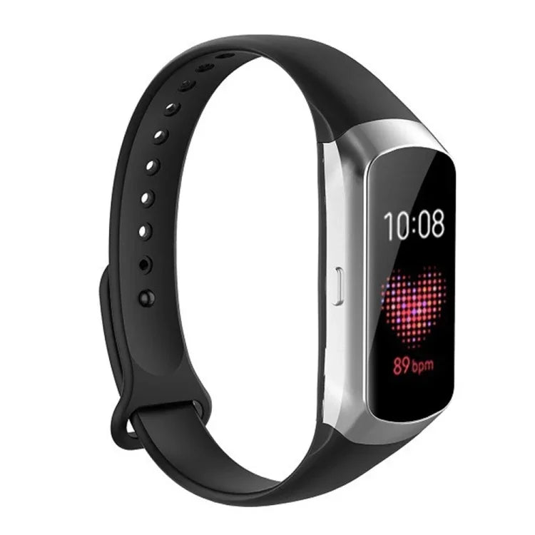 For Samsung Galaxy Fit SM-R370 Silicone Glossy Nail Button Replacement Strap Watchband