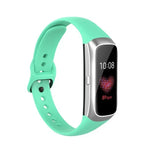 For Samsung Galaxy Fit SM-R370 Silicone Steel Shrapnel Black Buckle Replacement Strap Watchband