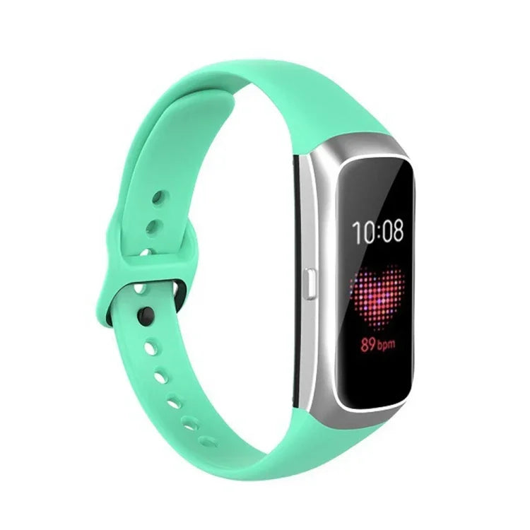 For Samsung Galaxy Fit SM-R370 Silicone Steel Shrapnel Black Buckle Replacement Strap Watchband