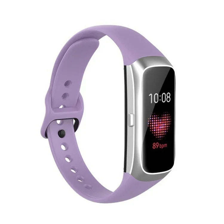 For Samsung Galaxy Fit SM-R370 Silicone Steel Shrapnel Black Buckle Replacement Strap Watchband