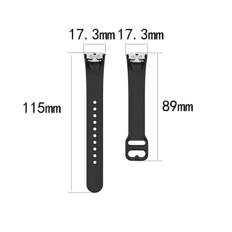 For Samsung Galaxy Fit SM-R370 Silicone Steel Shrapnel Black Buckle Replacement Strap Watchband