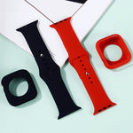 Silicone Replacement Strap Watchband + Watch Protective Case Set, For Apple Watch Series 9 / 8 / 7 41mm, For Apple Watch Series 9 / 8 / 7 45mm