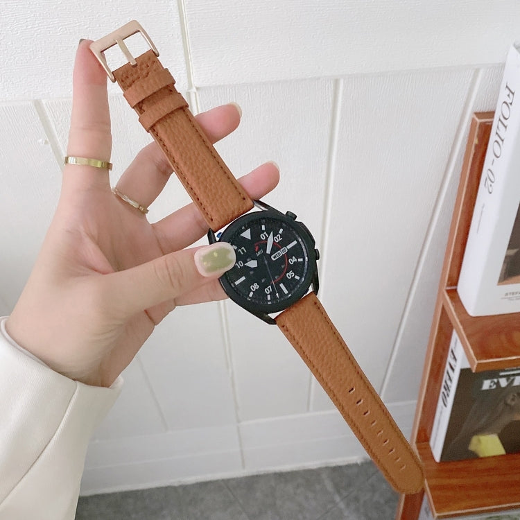 Sewing Litchi Texture Leather Replacement Strap Watchband, For Samsung Galaxy Watch 42mm, For Samsung Galaxy Watch 46mm, For Samsung Galaxy Watch 3 41mm, For Samsung Galaxy Watch 3 45mm, For Samsung Galaxy Watch Active2 40mm