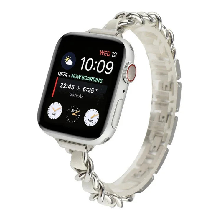 Small Waist Seven Beads Stainless Steel Strap Watchband For Apple Watch Series 6 & SE &, For Apple Watch Ultra 49mm / Series 8&7 45mm / SE 2&6&SE&5&4 44mm / 3&2&1 42mm, For Apple Watch Series 8&7 41mm / SE 2&6&SE&5&4 40mm / 3&2&1 38mm                  ...