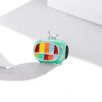 S925 Sterling Silver Mini Color TV Beads DIY Bracelet Necklace Accessories, Mini Color TV