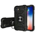 Shockproof Silicone + PC Protective Case with Dual-Ring Holder, For iPhone XS Max, For iPhone 11, For iPhone 11 Pro Max, For iPhone 12 mini