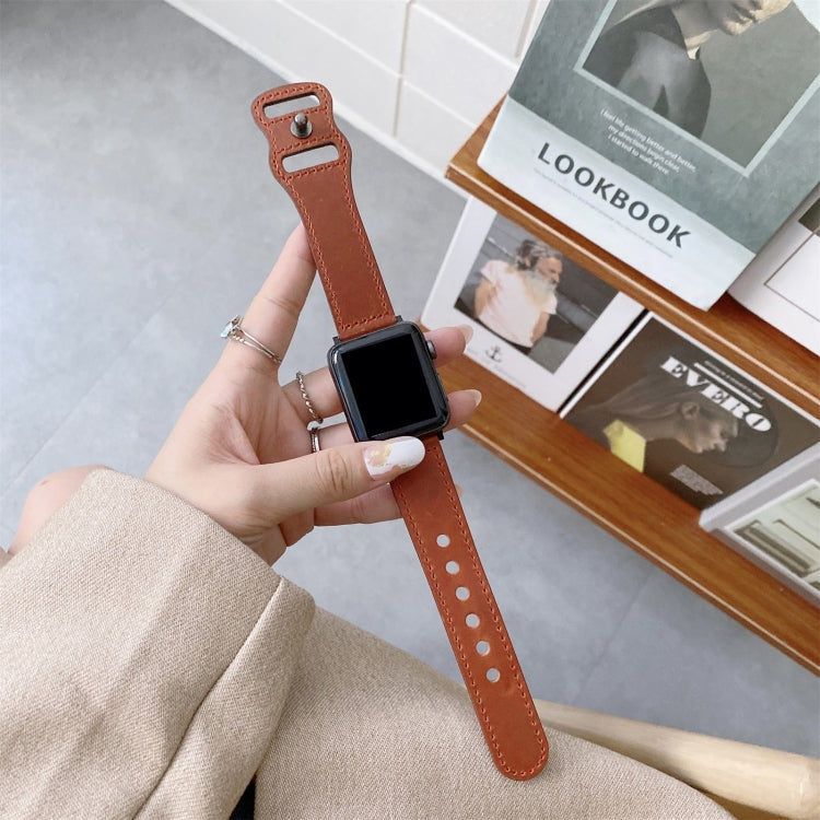 8-shape Buckle Retro Leather Replacement Strap Watchband For Apple Watch Series, 7 41mm / 6 & SE & 5 & 4 40mm / 3 & 2 & 1 38mm, 7 45mm / 6 & SE & 5 & 4 44mm / 3 & 2 & 1 42mm