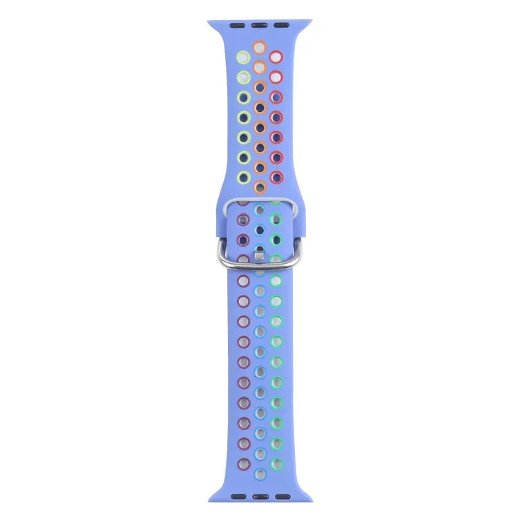 Metal Buckle Silicone Replacement Watchband For Apple Watch Series, 7 41mm / 6 & SE & 5 & 4 40mm / 3 & 2 & 1 38mm, 7 45mm / 6 & SE & 5 & 4 44mm / 3 & 2 & 1 42mm