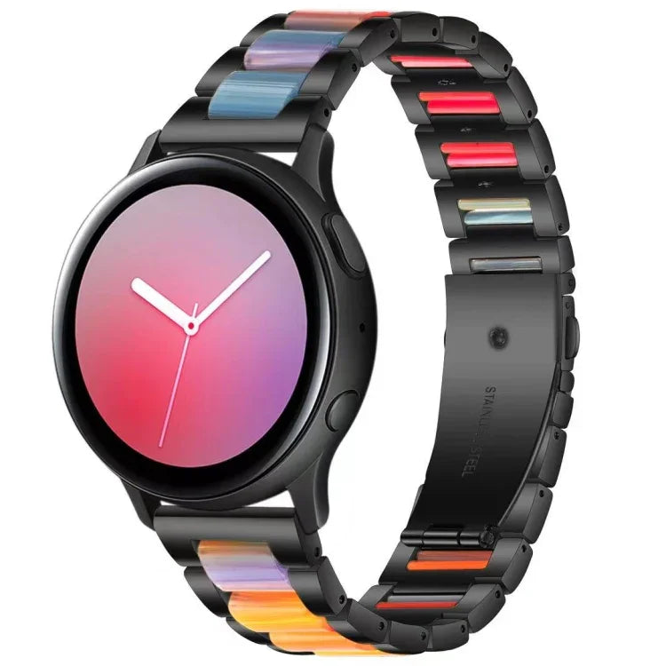 Three-beads Steel + Resin Replacement Strap Watchband, For Samsung Smart Watch 20mm, For Samsung Smart Watch 22mm
