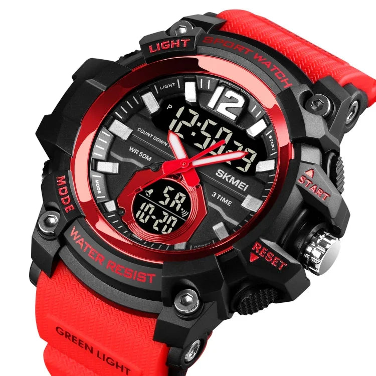 SKMEI 1725 Three Time LED Digital Display Timing Luminous Electronic Watch