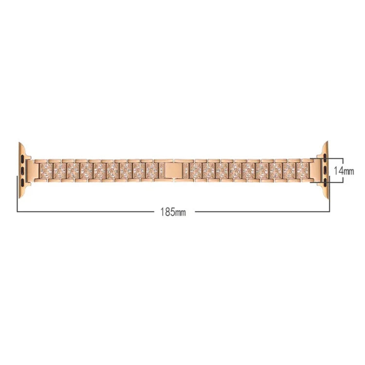 14mm Three-beads Diamond Aluminum Alloy Replacement Strap Watchband For Apple Watch Series, 7 41mm / 6 & SE & 5 & 4 40mm / 3 & 2 & 1 38mm, 7 45mm / 6 & SE & 5 & 4 44mm / 3 & 2 & 1 42mm
