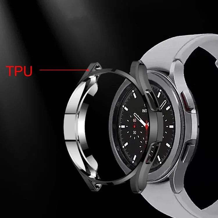 Electroplating Hollow Half-pack TPU Protective Case, For Samsung Galaxy Watch4 Classic 42mm, For Samsung Galaxy Watch4 Classic 46mm