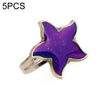 5 PCS Temperature Sensitive Discoloration Adjustable Open Ring, Heart Gem, Straw Hat Sun Shield, Big Starfish, Big Heart Gem, Dolphin Holding Ball, Guitar, Plum Blossom Gem, Clover, Four-leaf Clover, Four-leaf Flower Gems, Sun Gem, Little Dinosaur, Faw...