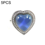 5 PCS Temperature Sensitive Discoloration Adjustable Open Ring, Heart Gem, Straw Hat Sun Shield, Big Starfish, Big Heart Gem, Dolphin Holding Ball, Guitar, Plum Blossom Gem, Clover, Four-leaf Clover, Four-leaf Flower Gems, Sun Gem, Little Dinosaur, Faw...