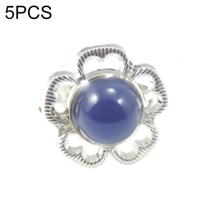 5 PCS Temperature Sensitive Discoloration Adjustable Open Ring, Heart Gem, Straw Hat Sun Shield, Big Starfish, Big Heart Gem, Dolphin Holding Ball, Guitar, Plum Blossom Gem, Clover, Four-leaf Clover, Four-leaf Flower Gems, Sun Gem, Little Dinosaur, Faw...